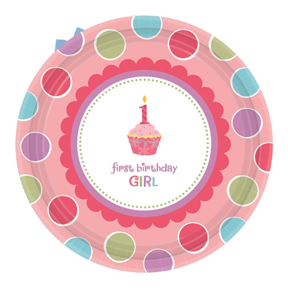 Farfurii petrecere copii 18 cm Sweet Little Cupcake Girl, Amscan 993862, Set 8 buc